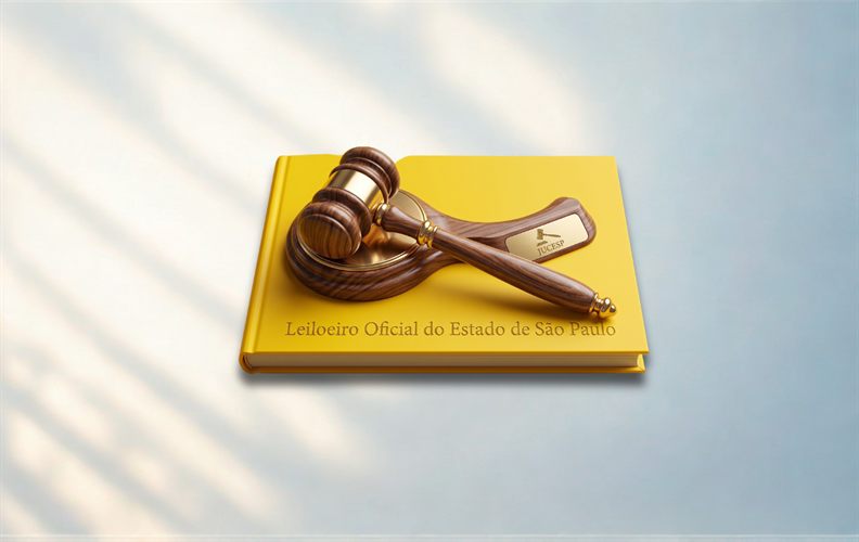 Martelo de juiz em fundo cinza